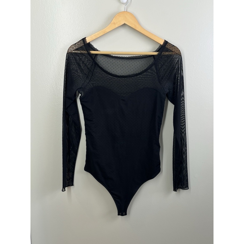 Abercrombie & Fitch Sheer Black Bodysuit Whimsey Goth Dark Fairy Grunge Sz M?